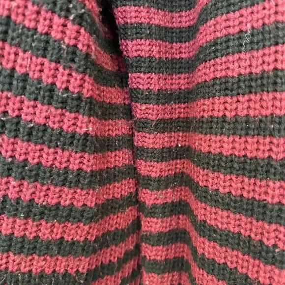 Hot Topic Long Cardigan Sweater, Red, Black, Striped Emo Size Medium Button Down - Picture 6 of 14
